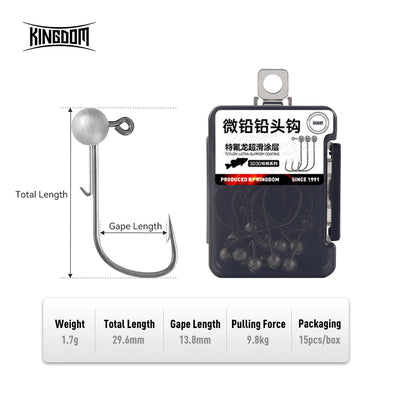 KINGDOM micro jig head hook, 1.7g, blister pack; total length 29.6mm diagram