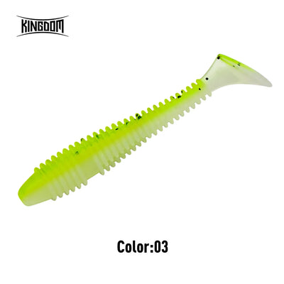 Soft plastic fishing lure in light green with pale translucent body