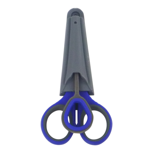 Fishing hook remover tool with gray head and blue loop handles