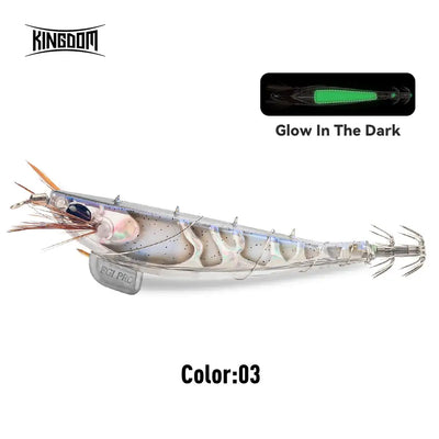 Sinking shrimp jig lure, color 03: pearly white body with luminous green stripe