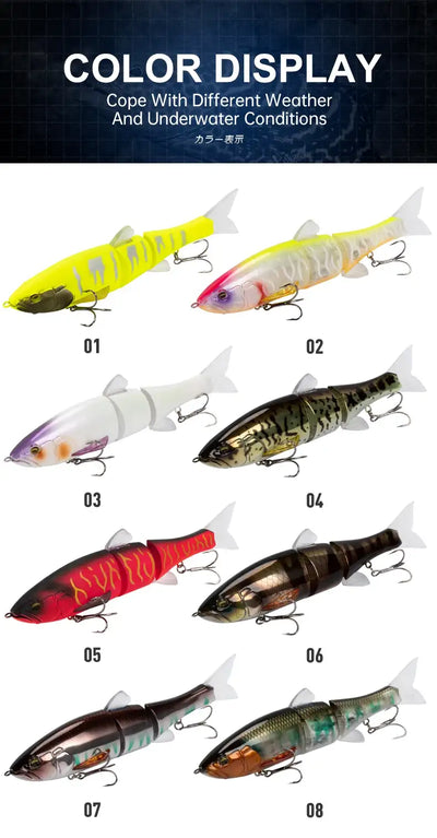 LEYDUN DOWZ SWIMMER 180SF 2oz Slow Floating Fishing Lures Triple Joint Body Glide Swimbaits Hard Baits Wobblers For Bass Pike -  - Cast N Go