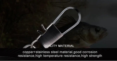 Stainless steel fishing connector pin swivel with snap gate and spring segment