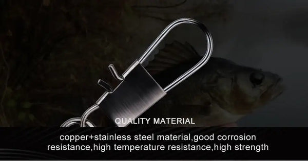 Stainless steel fishing connector pin swivel with snap gate and spring segment
