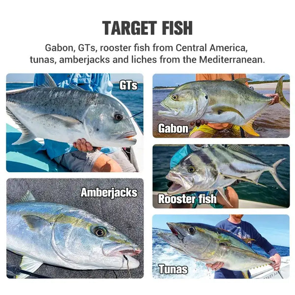 Noeby fishing lure target-fish graphic with tuna and amberjack photos