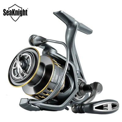 Seaknight ARCHER2 spinning reel in dark gray and gold with CNC aluminium spool and 8+1 ball bearings