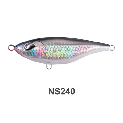 Hard fishing lure, holographic scales on silver body with lifelike eye