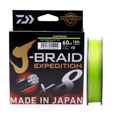 DAIWA braided PE fishing line spool, chartreuse line on reel (0.6 mm, 150 m)