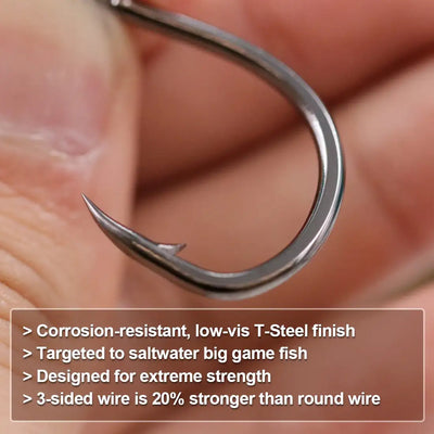 Close-up of black live bait hook barb and curved wire