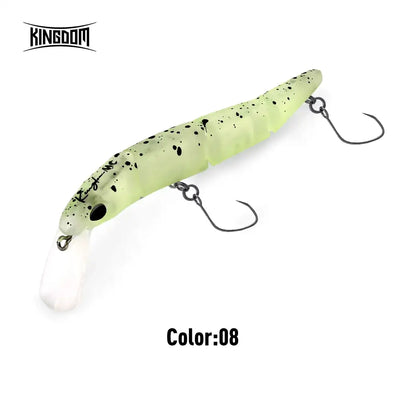 Minnow crankbait lure in pale green with speckles, single hook