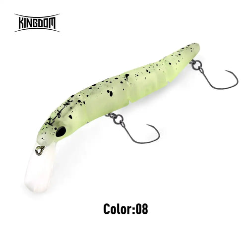 Minnow crankbait lure in pale green with speckles, single hook