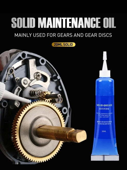 SEASIR solid maintenance oil tube beside fishing reel gear disc with lubricant application
