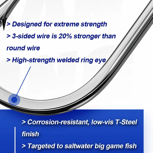 Close-up of stainless steel circle fishing hook with curved wire and ring eye