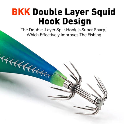 LEYDUN Luminous Squid Jig Set – Horizontal Wood Shrimp | BKK Hooks | ABS Body | 60 & 70 Series | 5-Pack & 14-Pack