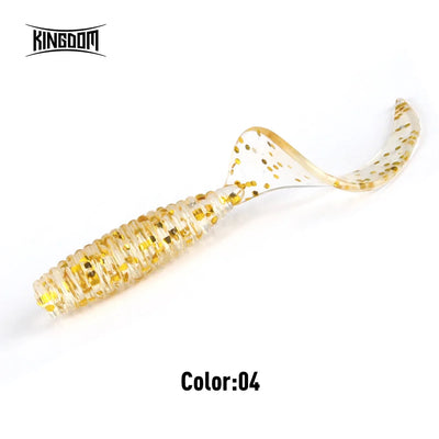 Soft plastic paddle tail lure in translucent gold with speckled fin, Color:04
