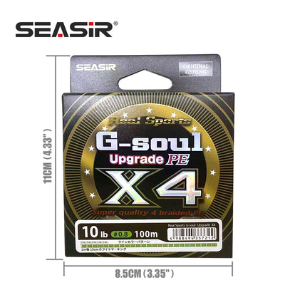 SEASIR G-soul Upgrade PE braided fishing line, 100m, 10 lb, x4.