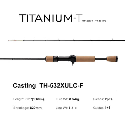 Purelure Titanium-T XUL BFS Lure Rod – TC4 Titanium Tip | Fuji Guides | 5'3" to 7'2" | Trout Bass