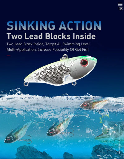 Silver sinking crankbait lure with red eye and multiple treble hooks.