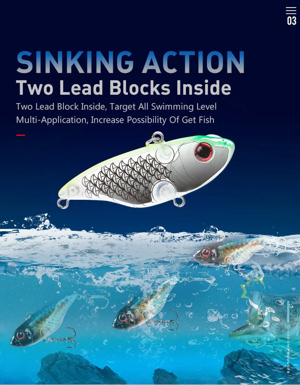 Silver sinking crankbait lure with red eye and multiple treble hooks.
