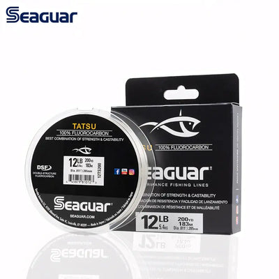Seaguar Tatsu DSF fluorocarbon fishing line spool and 12 lb package