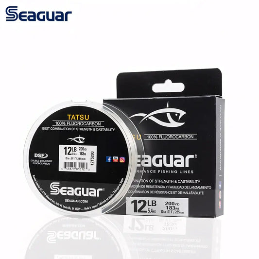 Seaguar Tatsu DSF fluorocarbon fishing line spool and 12 lb package
