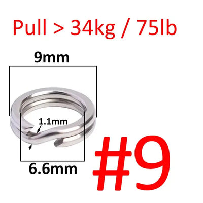 Stainless steel double oval split ring connector, size #9