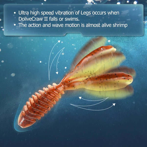 Orange-yellow speckled silicone worm jigging lure with curled tail