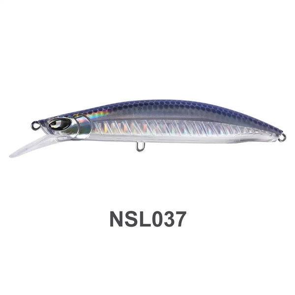 Floating minnow jerkbait with silver and pale blue shad pattern