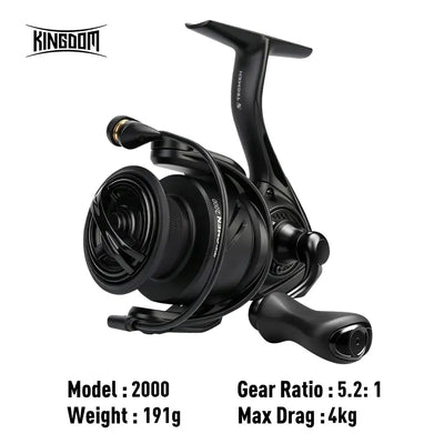 KINGDOM spinning reel, Model 2000; gear ratio 5.2:1; max drag 4kg