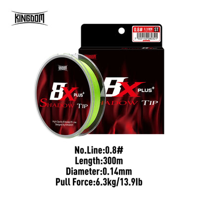 Green 8-strand braided PE fishing line reel, 0.8#, 300m, 1.4mm