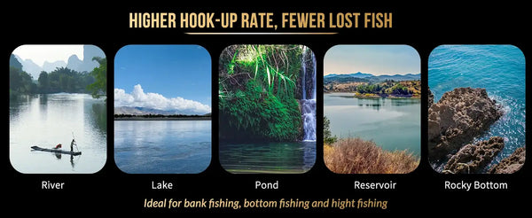 Pre-tied octopus hook surf fishing rig set promo for lake, pond, and river fishing