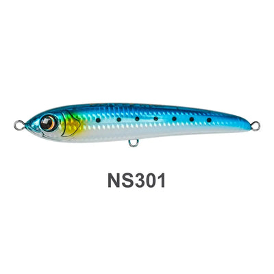 Noeby Blue Vortex floating stickbait lure color NS301, blue back and white belly