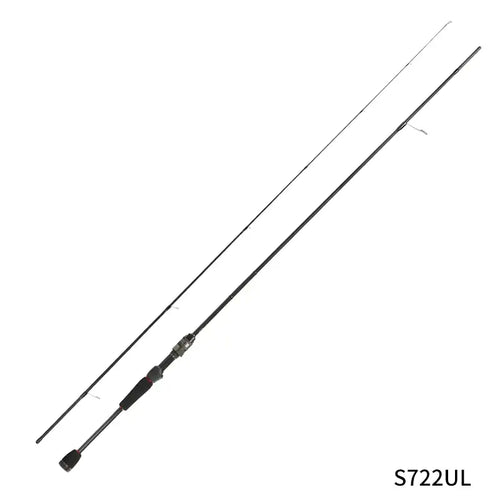 Spinning fishing rod, model S722UL, two-piece design with black handle