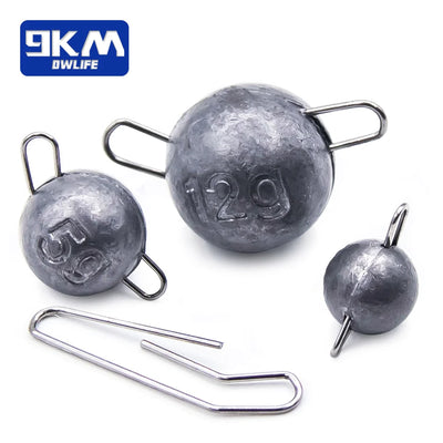 Gray ball sinker hook clips set with marked weights and metal wire prongs