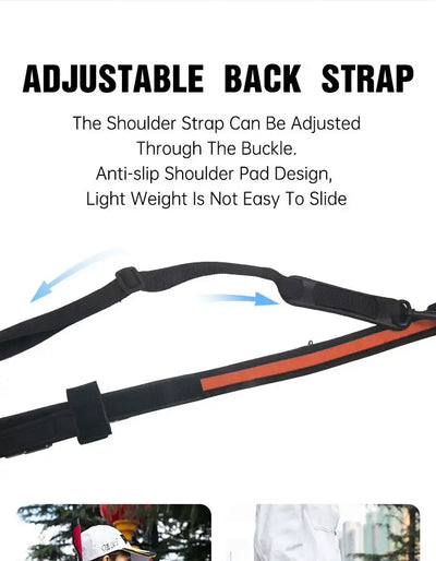 Adjustable back strap set with buckle and anti-slip shoulder pad for rod protection