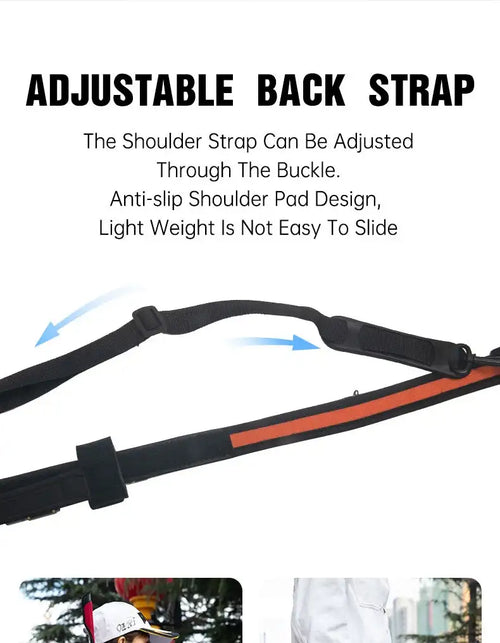 Adjustable back strap set with buckle and anti-slip shoulder pad for rod protection