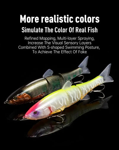 LEYDUN DOWZ SWIMMER 180SF 2oz Slow Floating Fishing Lures Triple Joint Body Glide Swimbaits Hard Baits Wobblers For Bass Pike -  - Cast N Go