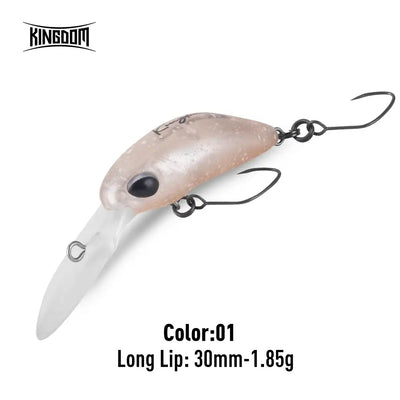 Hard plastic minnow crankbait, Color01 light silver with long lip and treble hooks
