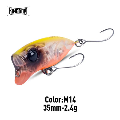 Fishing lure, yellow-orange 35mm 2.4g with two treble hooks and black eye