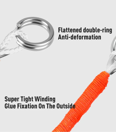 Flattened double-ring micro fishing hook with orange anti-rust winding