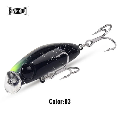 Black minnow fishing lure with speckle pattern, clear lip and triple hooks, color 03