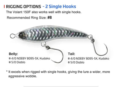 Floating stickbait lure with single-hook rig, silver-blue scale pattern body