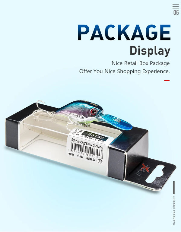 Crazy crankbait minnow lure, blue-silver, shown in retail display packaging.