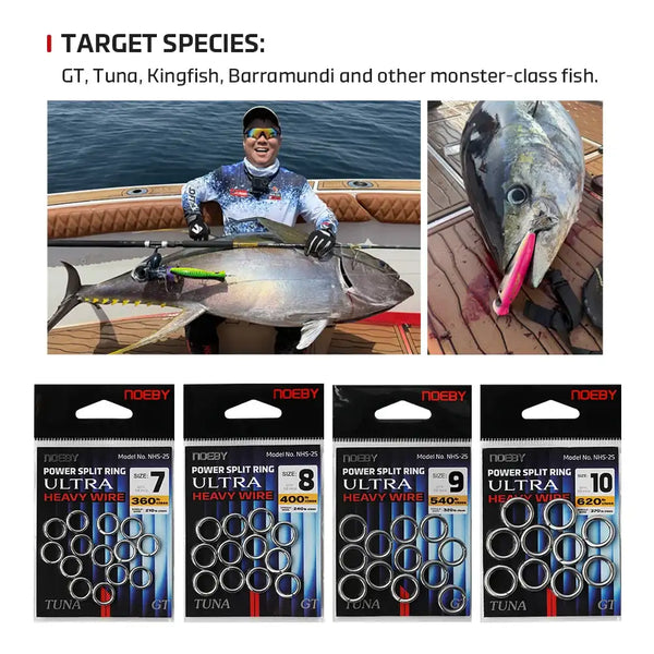 Assorted stainless steel split rings package cards with multiple ring sizes and quantities
