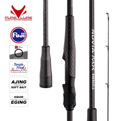 Purelure NDVIA MAX Ajing & Eging Rod – Tubular Tip | Spinning & Casting | 6'0" to 8'6"