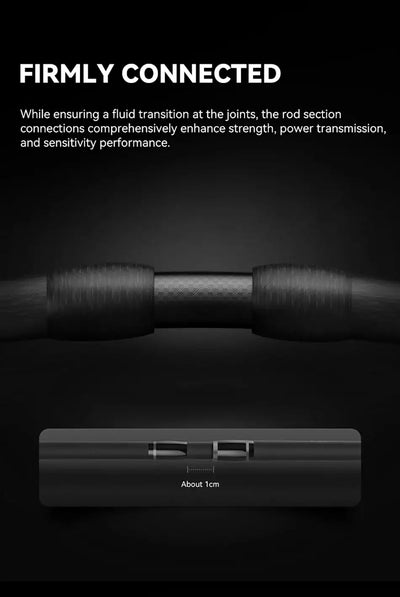 Spinning rod joint section with firm connection close-up