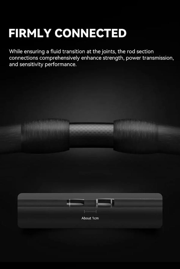 Spinning rod joint section with firm connection close-up