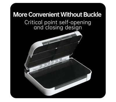 KINGDOM mini fishing tackle box storage case, white with open hinged lid and divided interior