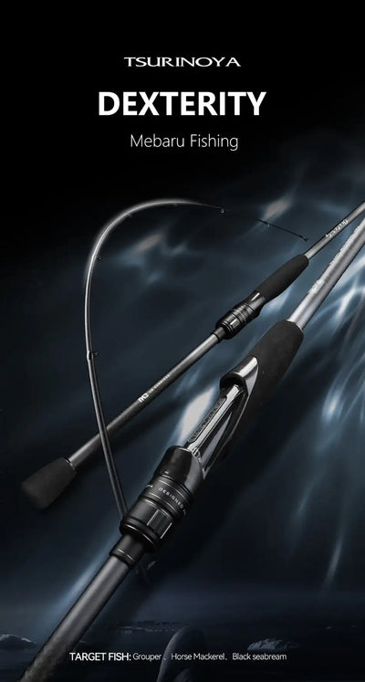 Spinning rod and reel seat shown extended, with black handle and graphite blank