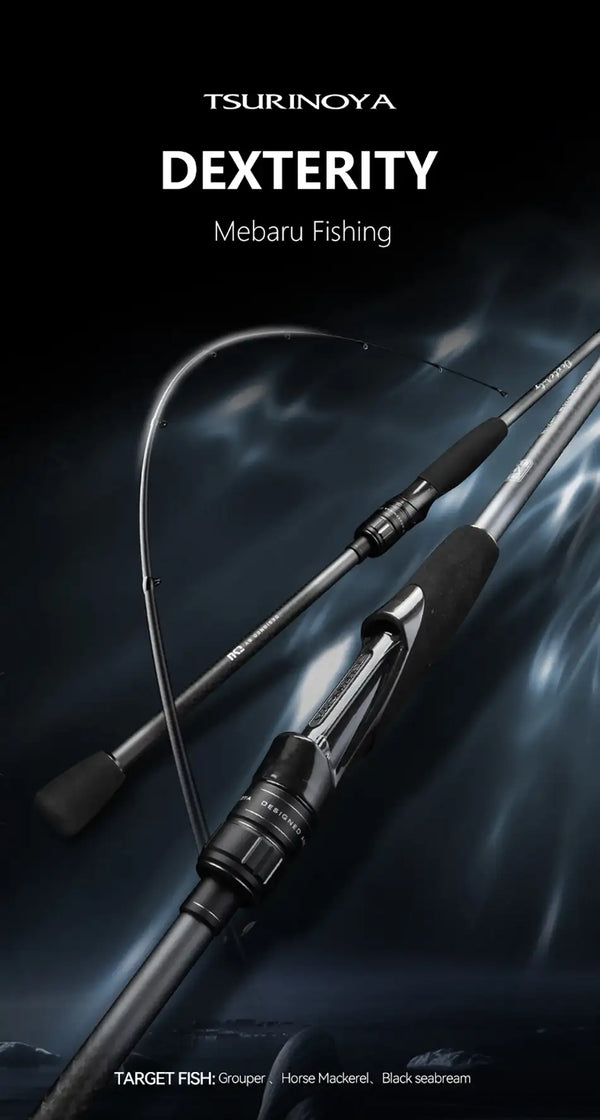 Spinning rod and reel seat shown extended, with black handle and graphite blank