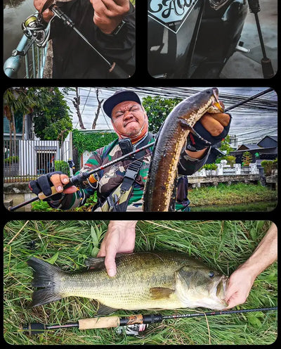 Angler holding a fishing rod while landing a large fish